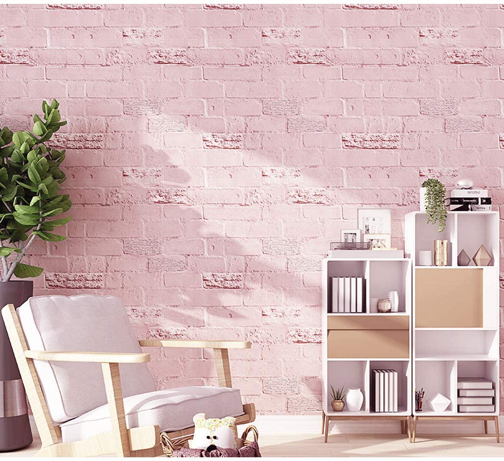 Papel Tapiz Autoadhesivo Tabique Vintage Rosa 10m X 45cm TP16