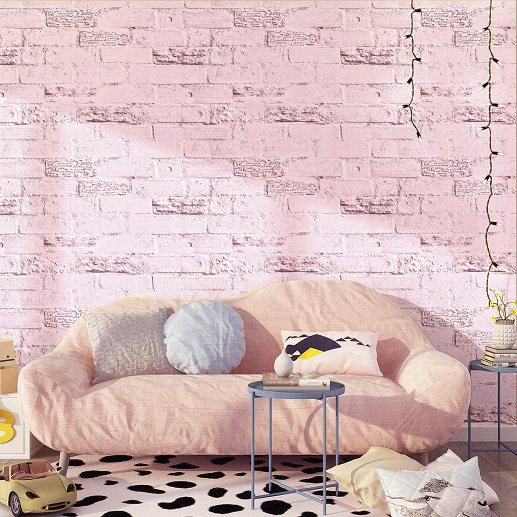Papel Tapiz Autoadhesivo Tabique Vintage Rosa 10m X 45cm TP16