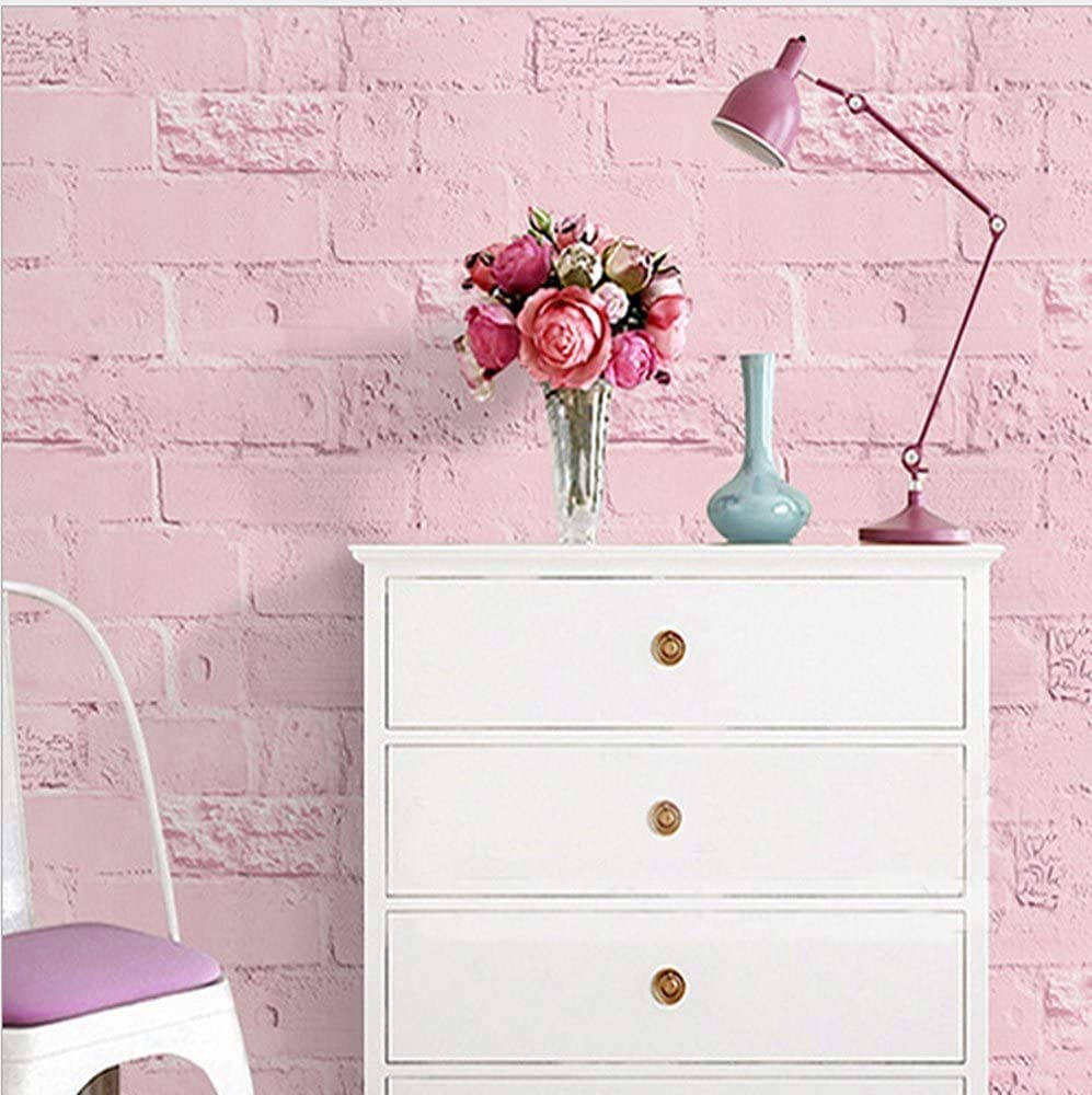 Papel Tapiz Autoadhesivo Tabique Vintage Rosa 10m X 45cm TP16