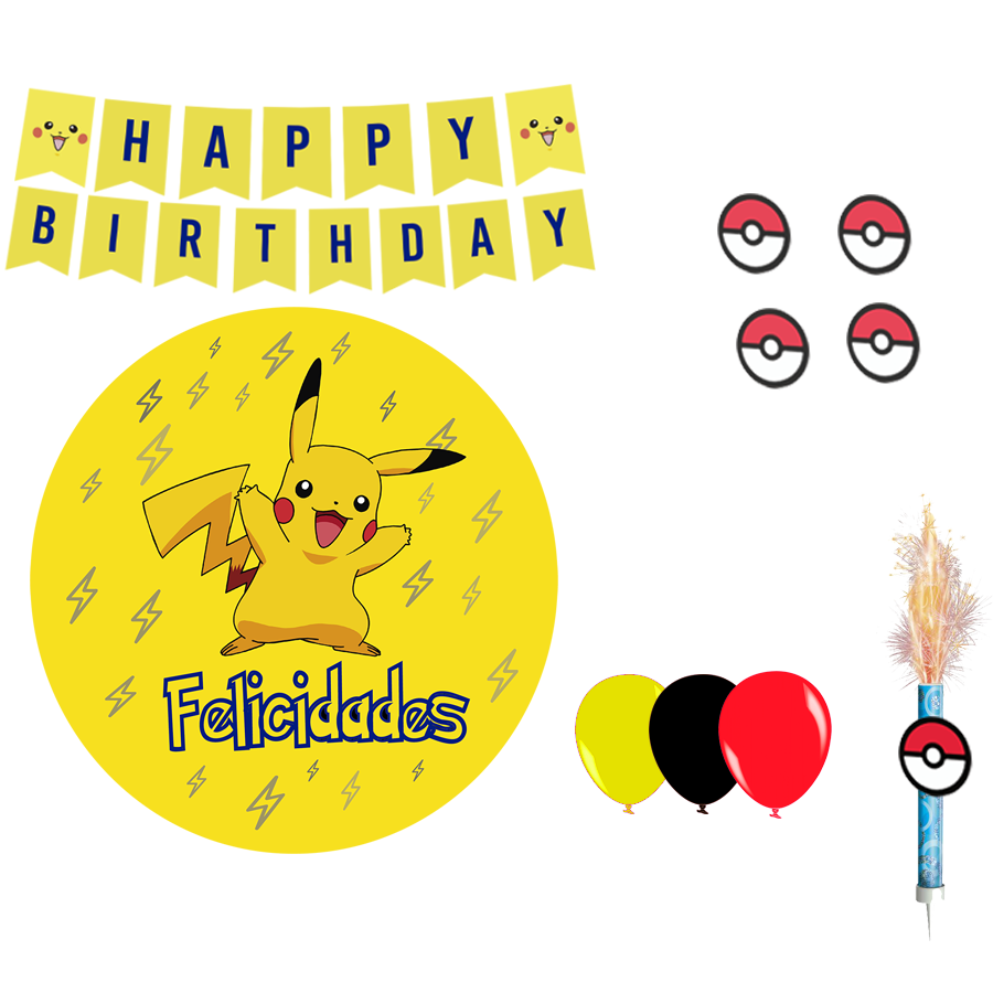 Kit decoración cumpleaños pikachu