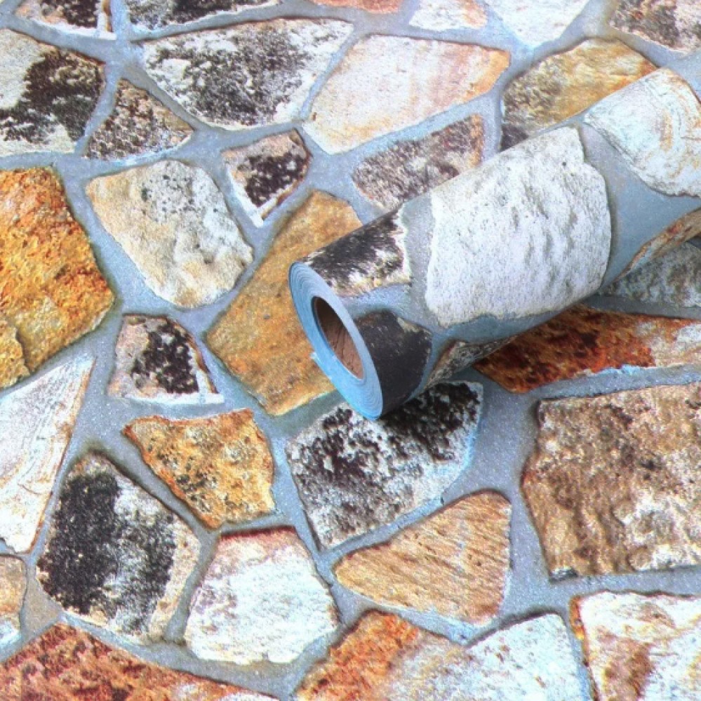 Papel Tapiz Autoadhesivo Piedras de Rio 10m X 45cm TP18