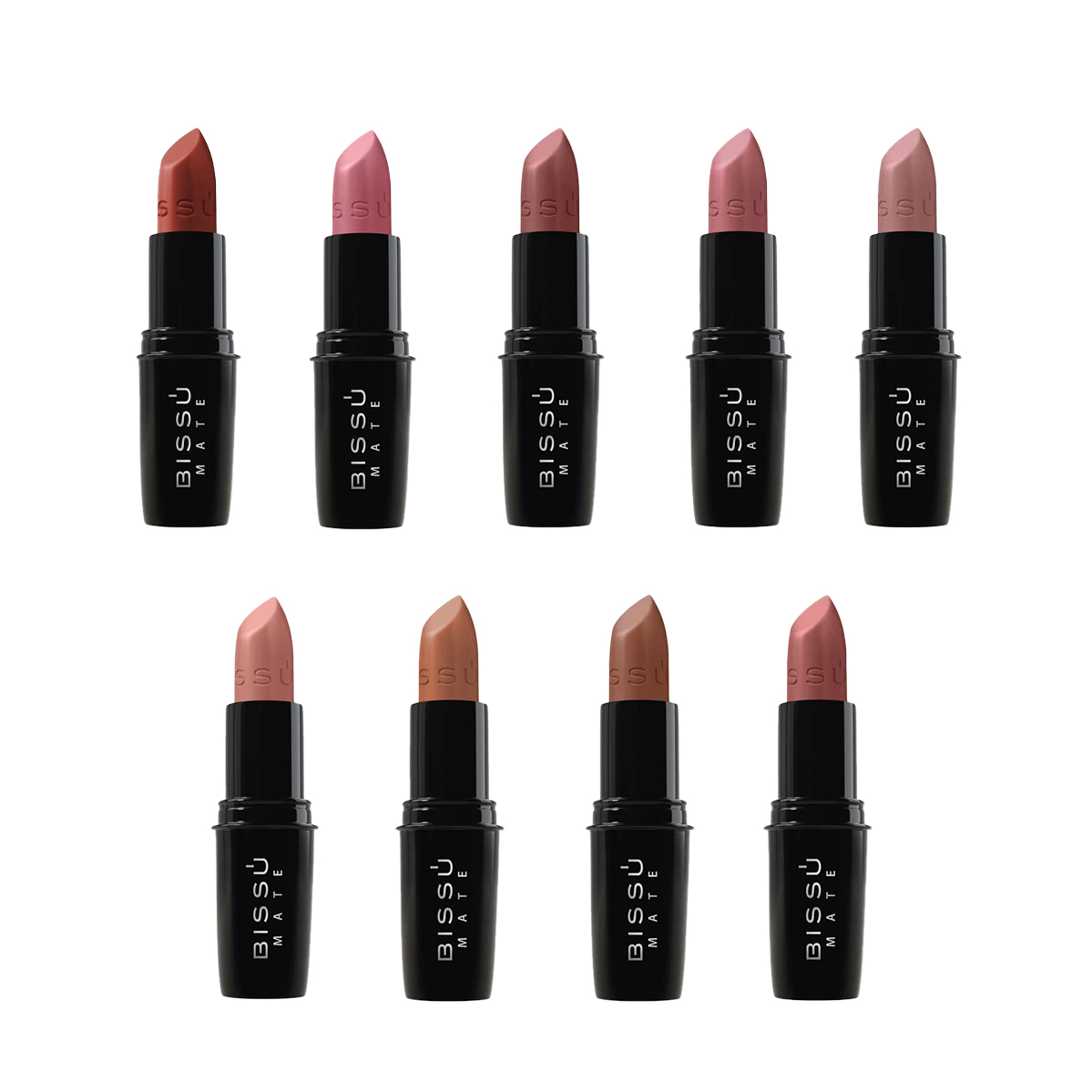 Set Labiales Mate Bissu (Kit 9 piezas tonos NUDE)