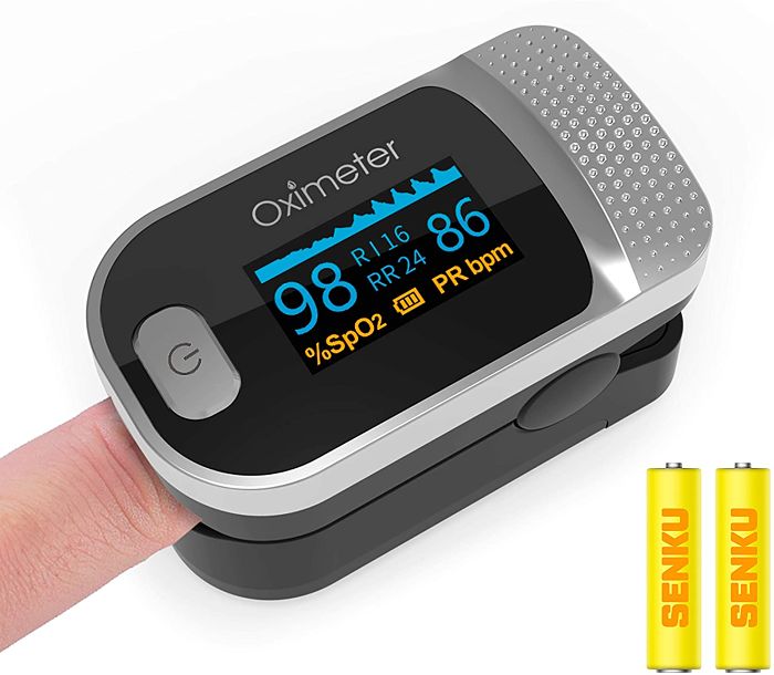 SENKU Oxímetro Monitor Oxigeno Digital 4 en 1, Adultos Niños, Hogar Hospital Deporte 