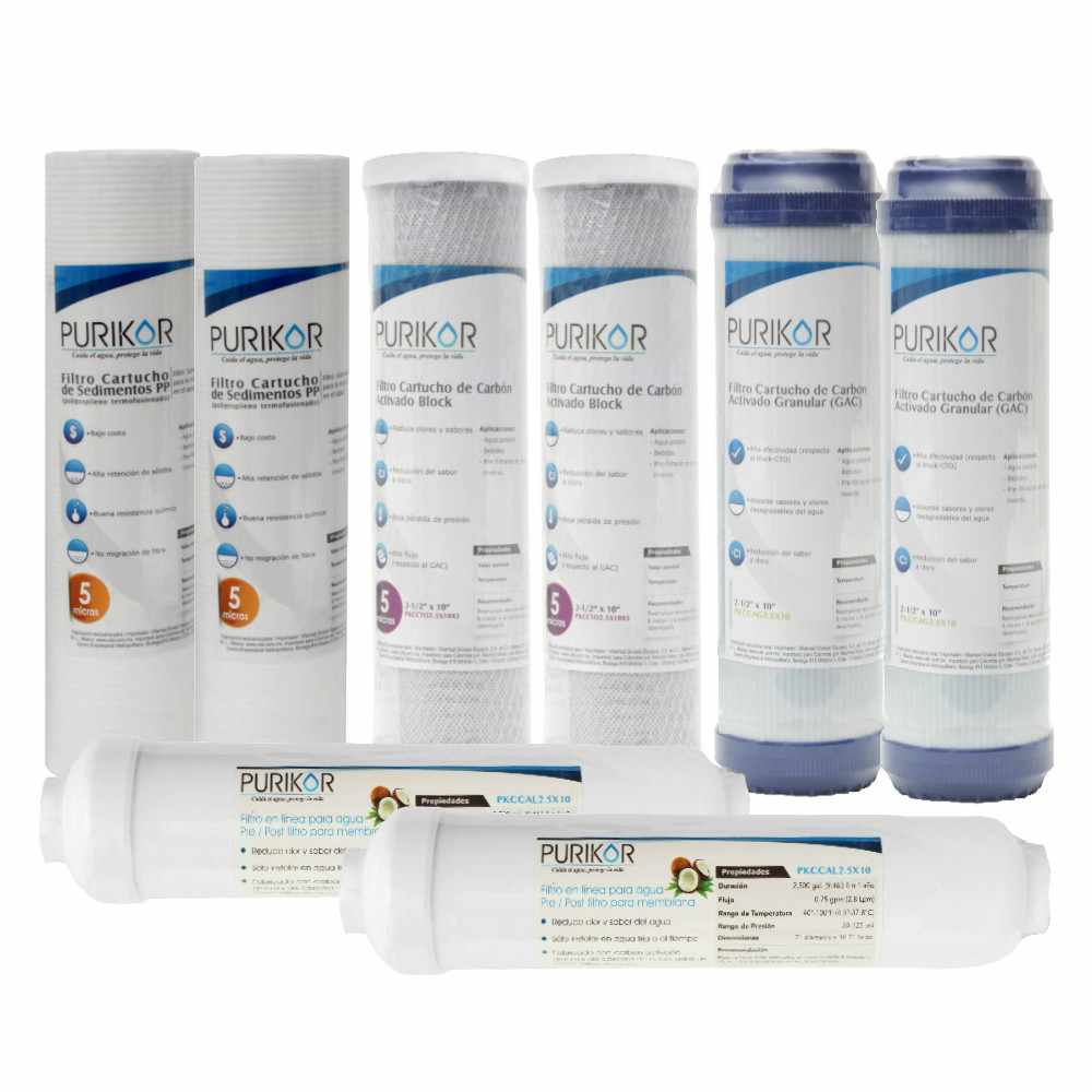 Kit De Mantenimiento Para 1 Año Purikor Para Filtros De Agua 5 Etapas