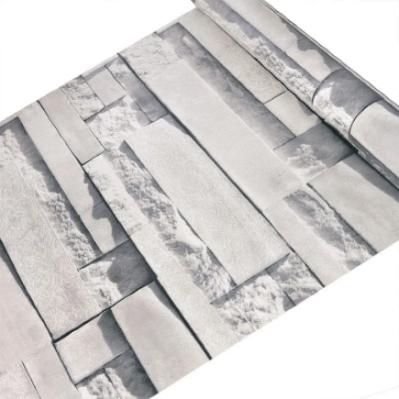 PAPEL TAPIZ PIEDRA LAJA GRIS AUTOADHERIBLE 10m X 45cm TP04