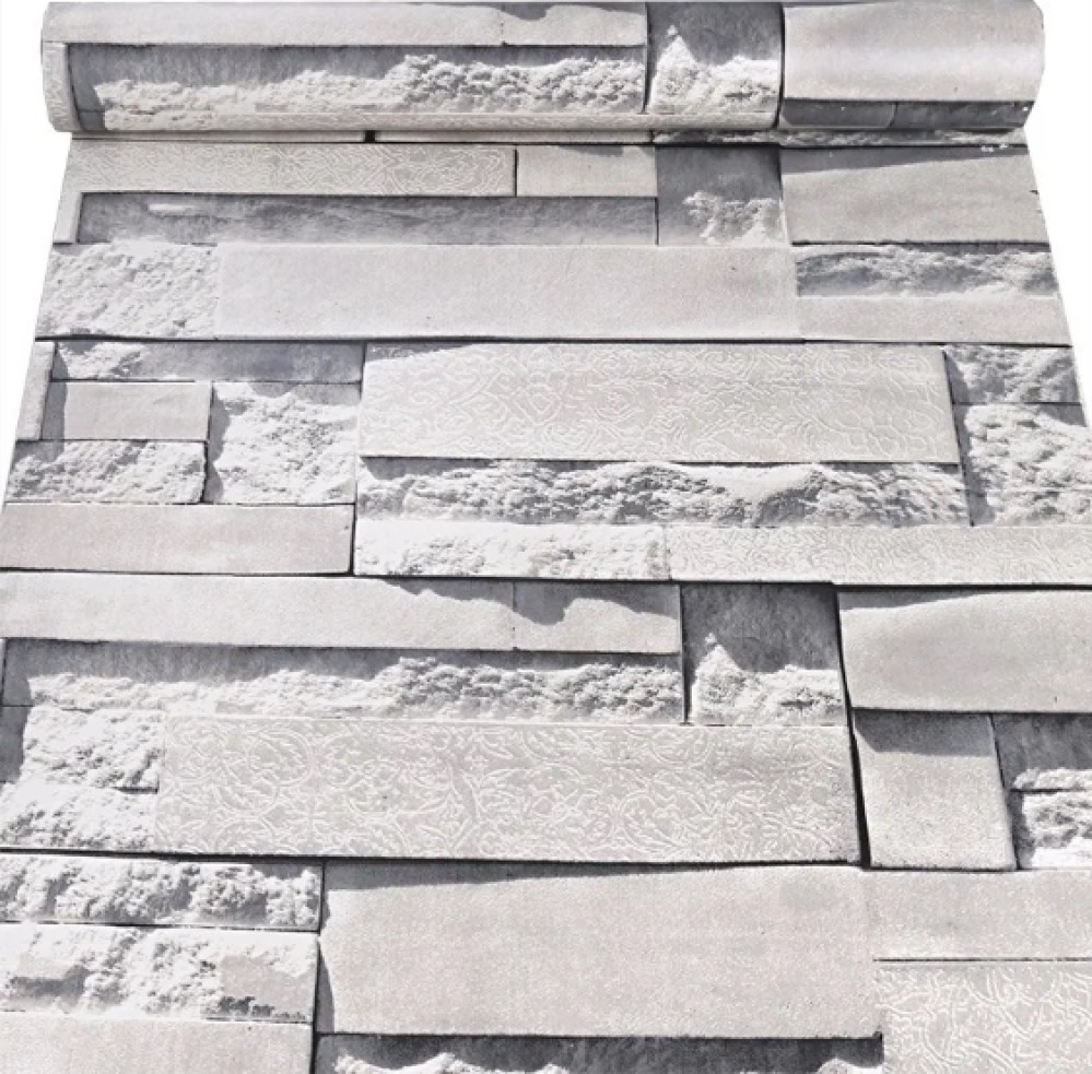 PAPEL TAPIZ PIEDRA LAJA GRIS AUTOADHERIBLE 10m X 45cm TP04