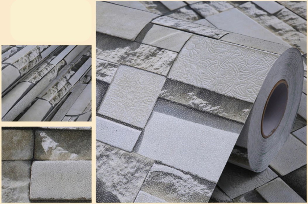 PAPEL TAPIZ PIEDRA LAJA GRIS AUTOADHERIBLE 10m X 45cm TP04