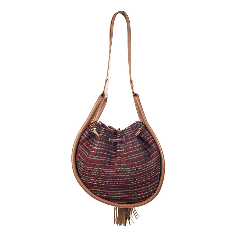 Bolso AngeLozano de Piel y Rebozo  Modelo Ana Color Rojo/ Café