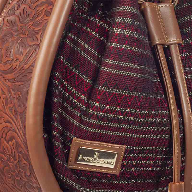 Bolso AngeLozano de Piel y Rebozo  Modelo Ana Color Rojo/ Café