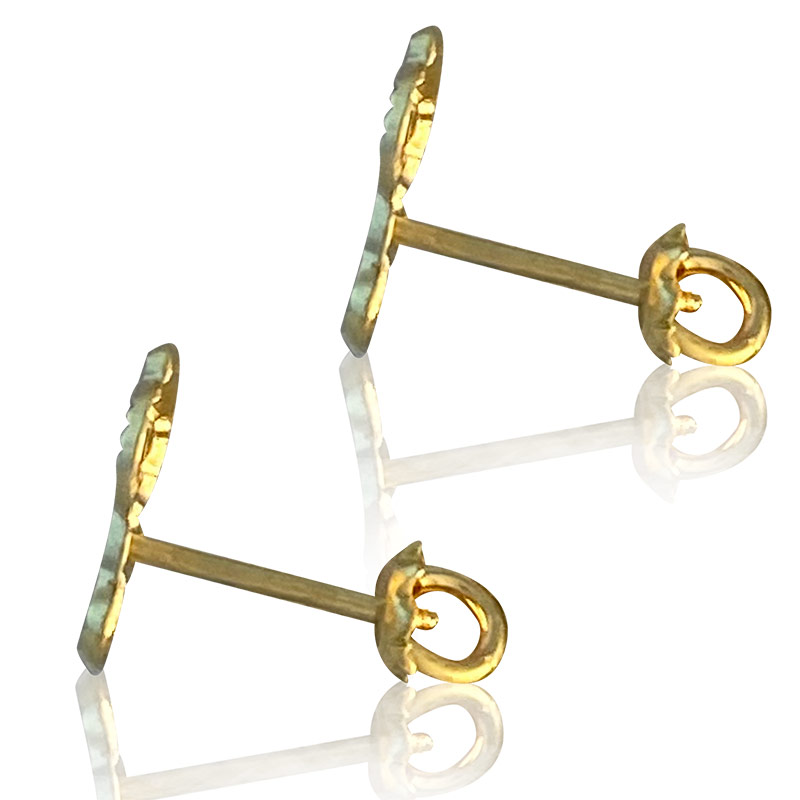 Hermoso Arete Broquel Bebe Niña Oro 18K Laminado #189 638-675 En Forma de Caballito Con detalles En Relieve
