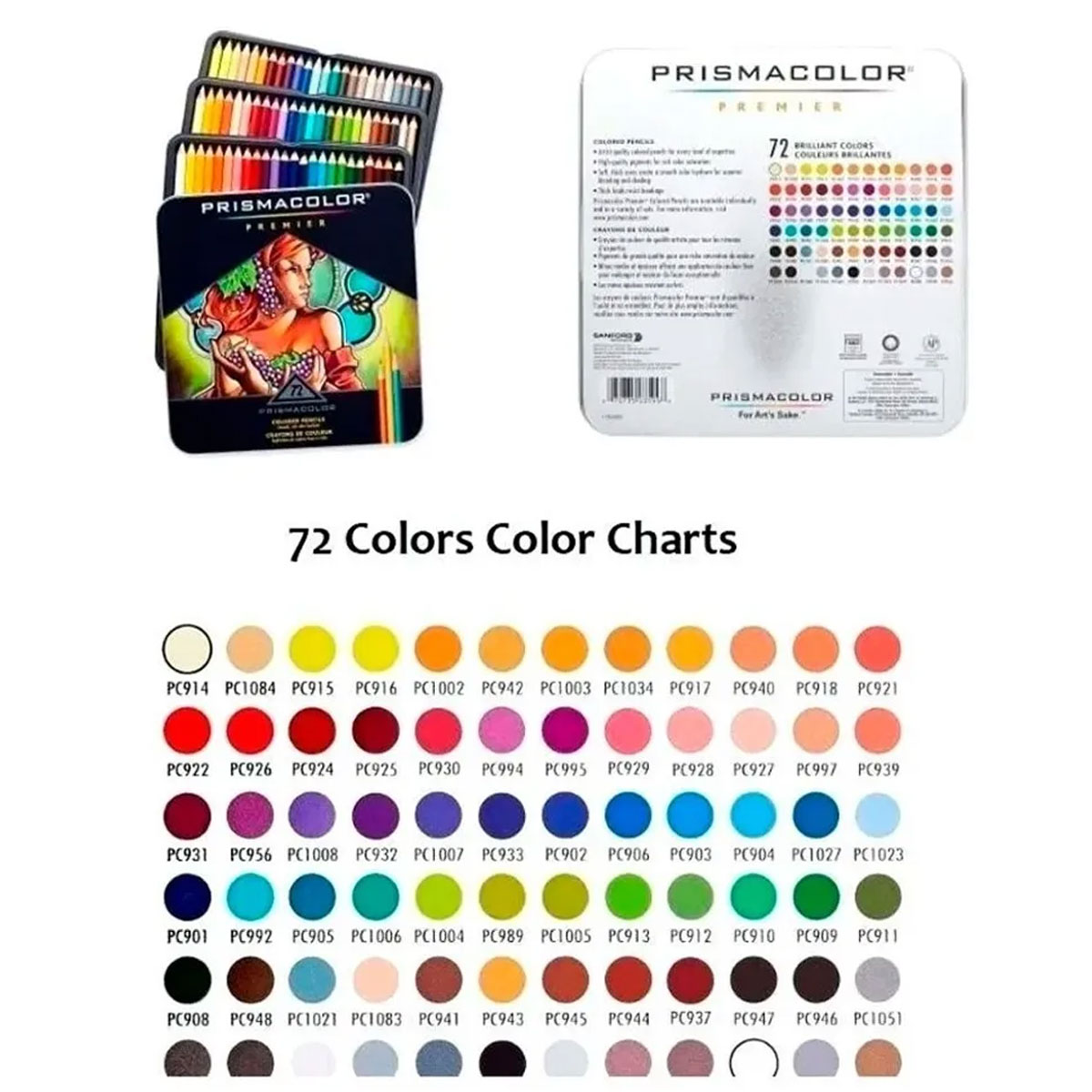 Lapiz de Color Prismacolor Premier Profesional Estuche Metal 72 Piezas
