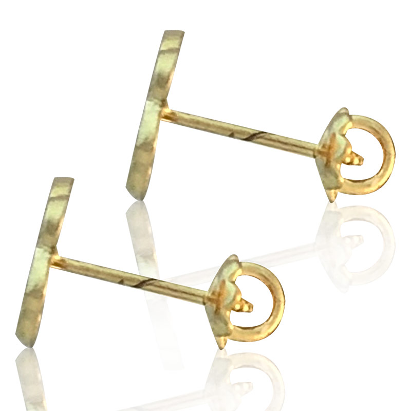 Hermoso Arete Broquel Gemelo en Oro 18K Laminado #162 638-675 para Bebe Forma de Osito con relieve