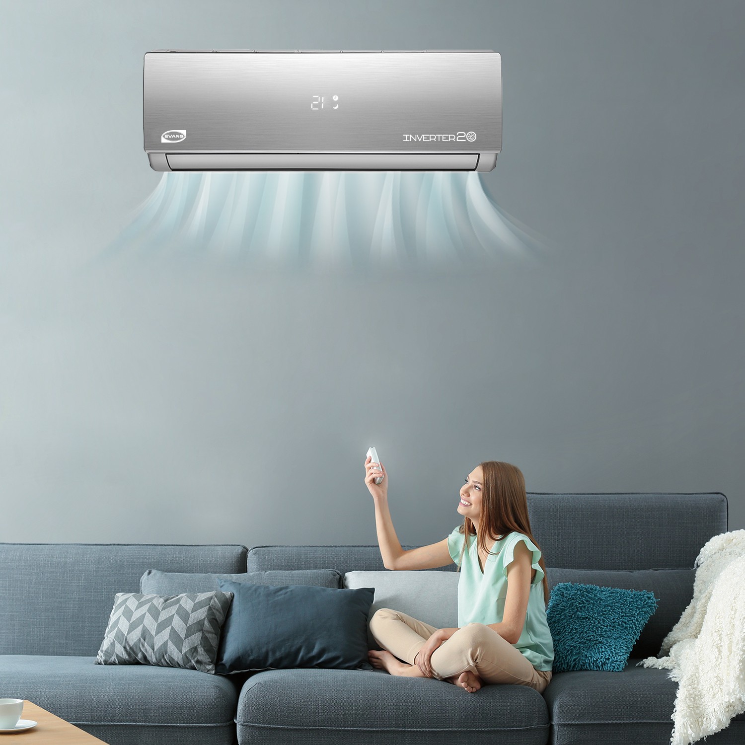 Minisplit Inverter Evans 1 Ton 115 v Seer20 Frío/calor Wifi 12000 BTU