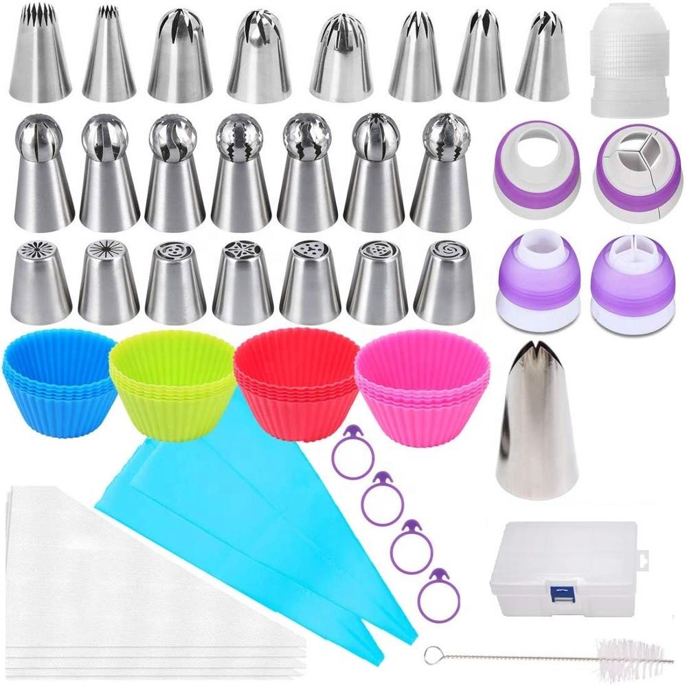Kit 91 piezas Boquillas rizadas, Duyas Rusas, de Tulipanes, Esfera y Olanes para decoración de cupcakes