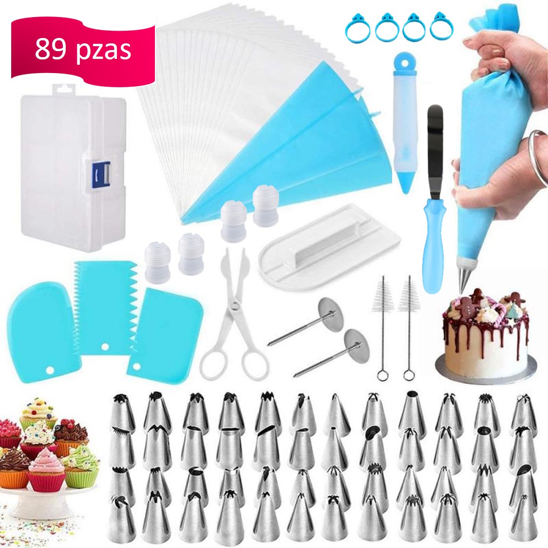 Kit 89 piezas de Duyas o Boquillas pasteleras para decoración de pasteles y cupcakes, Repostería