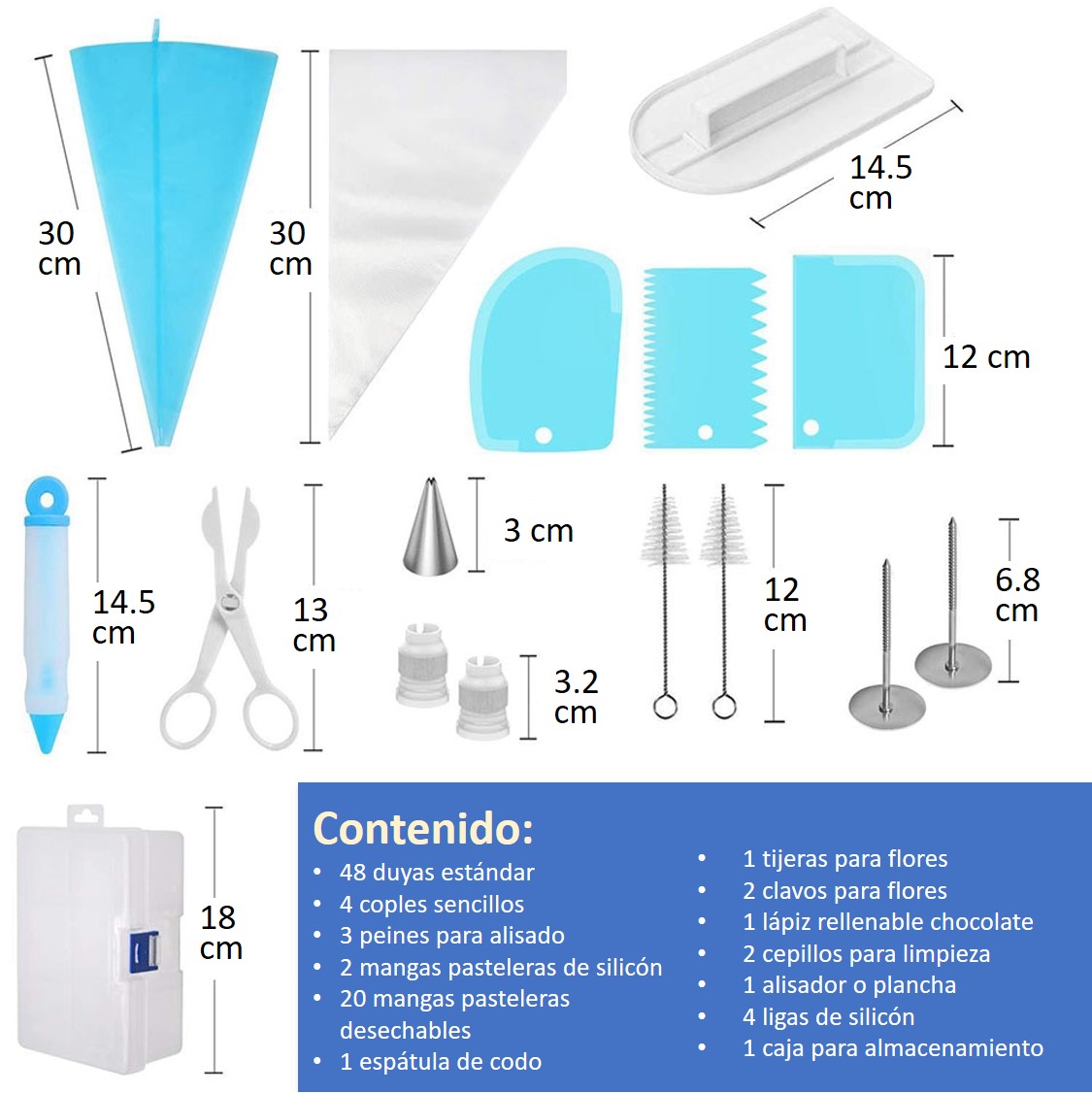 Kit 89 piezas de Duyas o Boquillas pasteleras para decoración de pasteles y cupcakes, Repostería