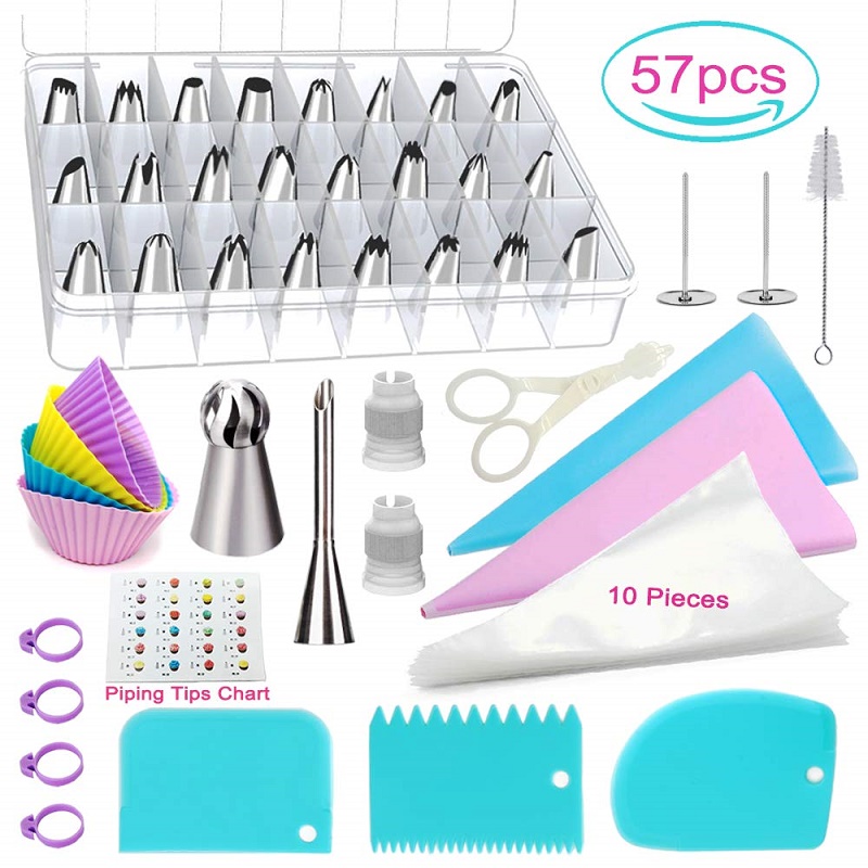 Kit 57 piezas de Duyas y Herramientas para Decoración de Pasteles y Cupcakes, repostería