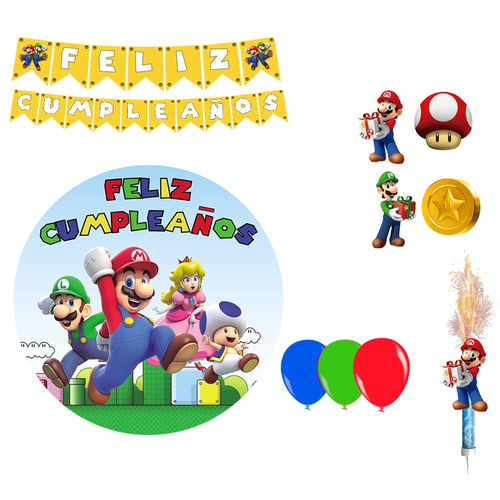 Kit decoración cumpleaños Mario Bros.