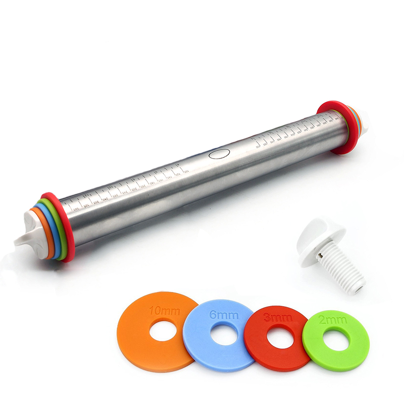 Rodillo de acero inoxidable con aros removibles y niveladores