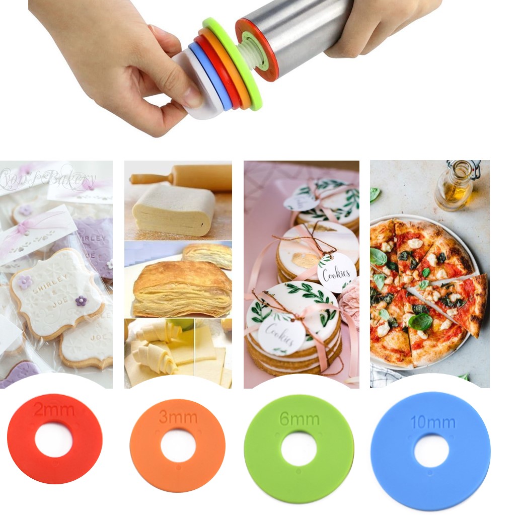 Rodillo de acero inoxidable con aros removibles y niveladores