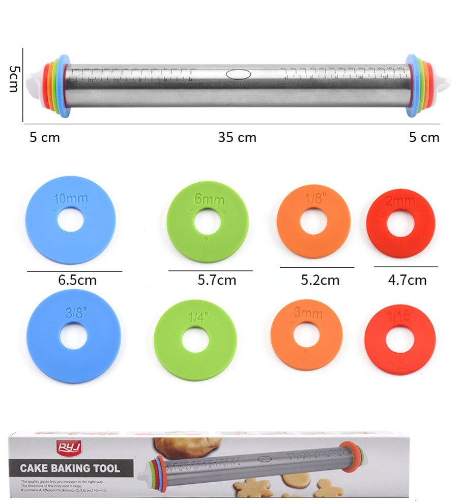 Rodillo de acero inoxidable con aros removibles y niveladores