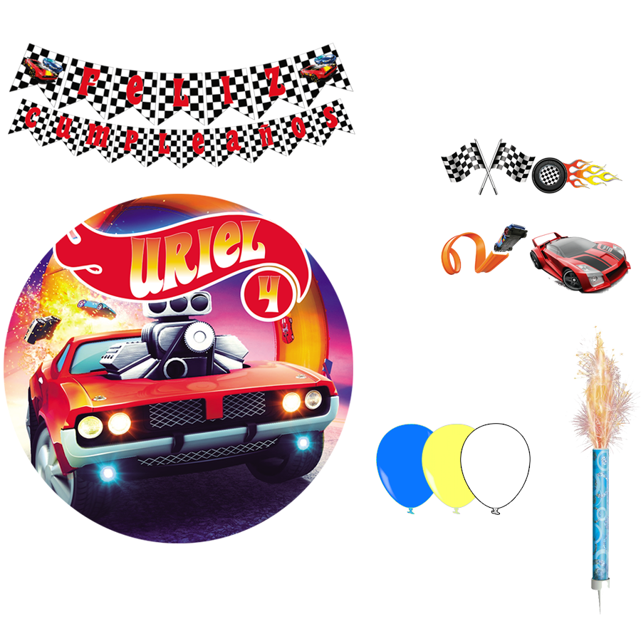 Kit decoración cumpleaños hot wheels