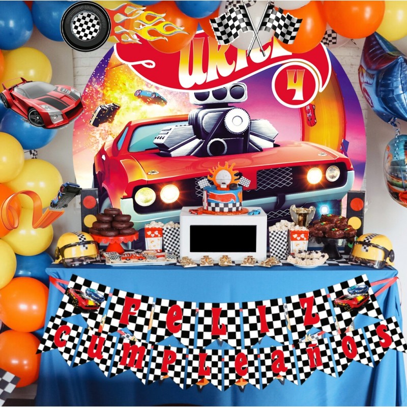 Kit decoración cumpleaños hot wheels