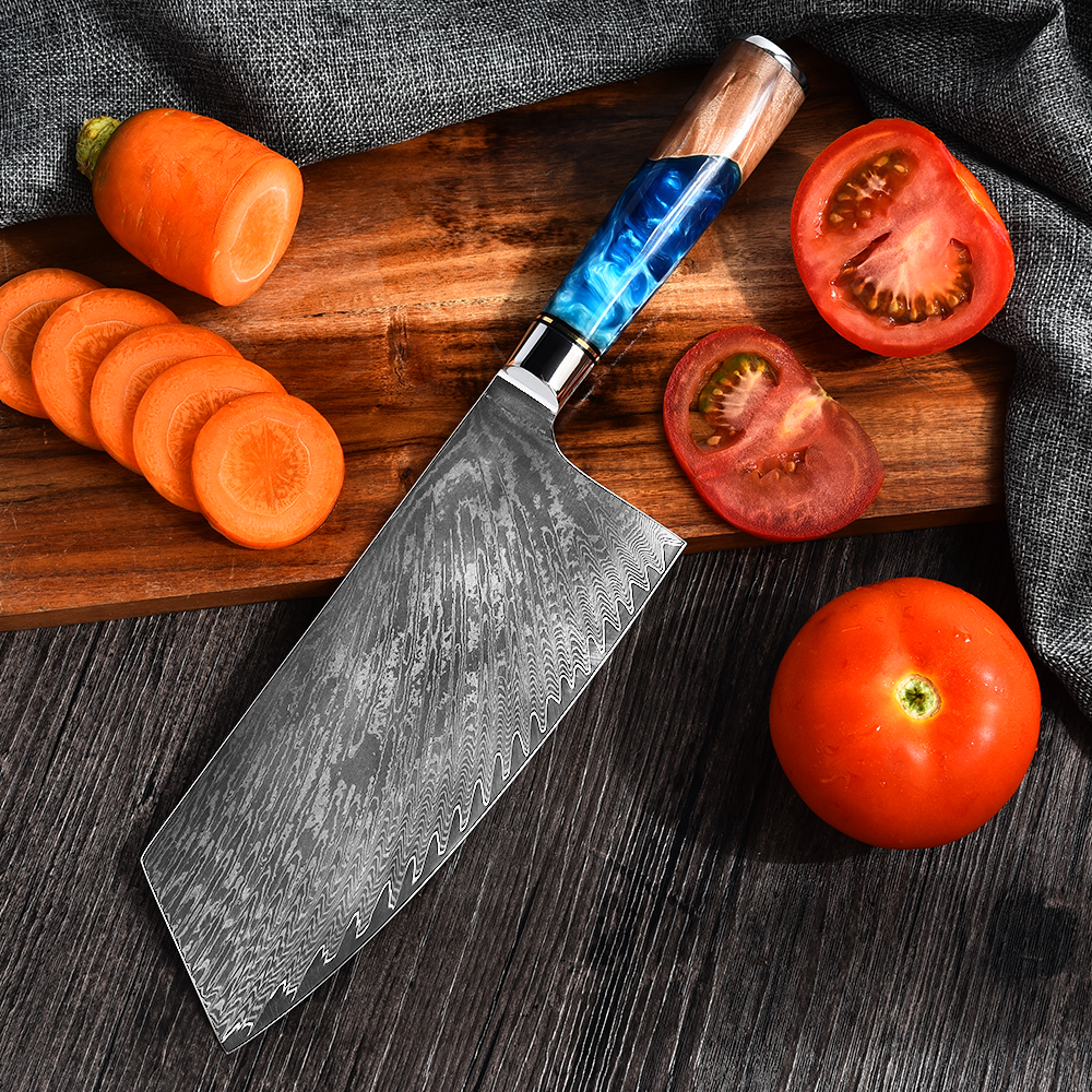 Cuchillo Chopping tipo Hacha 7.5 pulgadas en Acero de Damasco 