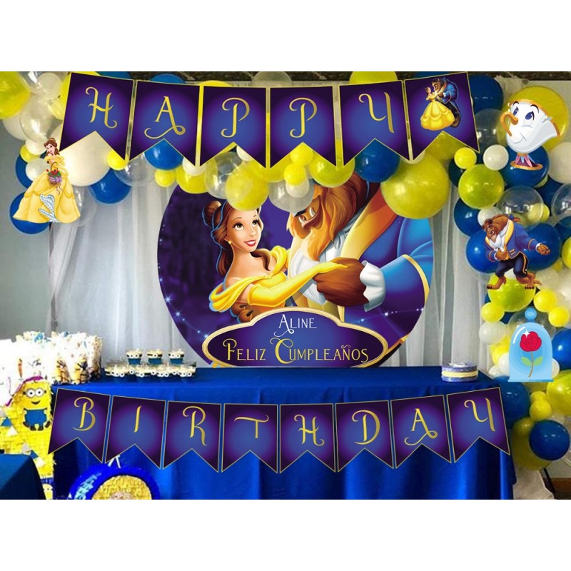 Kit decoración cumpleaños la bella y la bestia