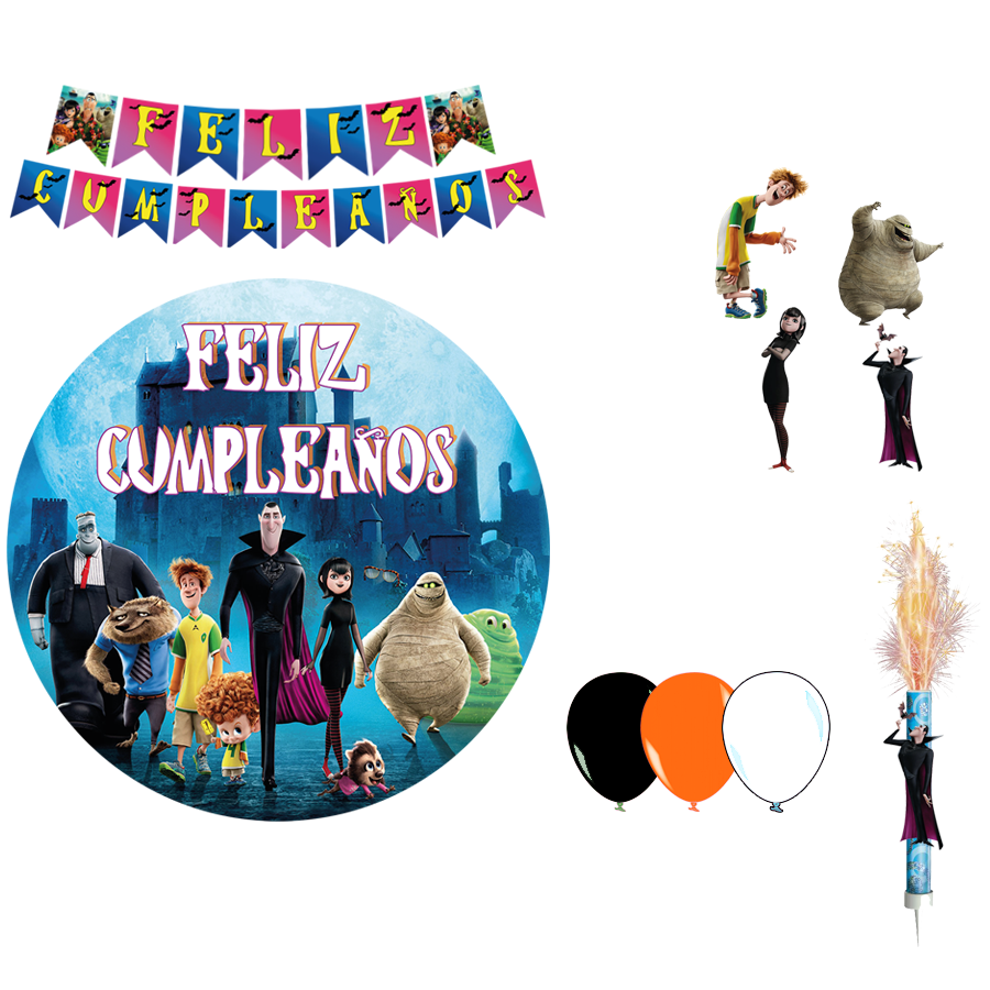 Kit decoración cumpleaños hotel transylvania