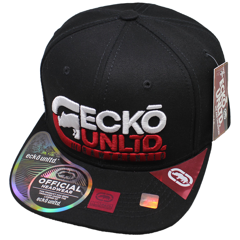 Gorra ECKO UNLTD, bordado alto relieve logo bicolor, visera plana, sublimado bajo visera 