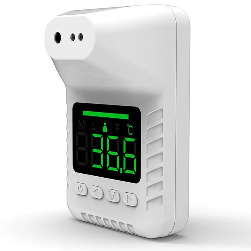 TERMOMETRO RECARGABLE, INFRARROJO, DE PARED O TRIPIE, CON PANTALLA, SIN CONTACTO, BLANCO