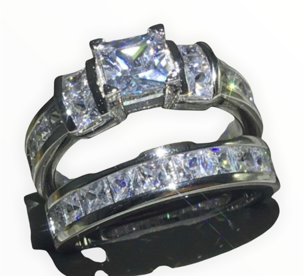 Juego de Anillo y Churumbela Trío de Circonias Cúbicas Plata 925