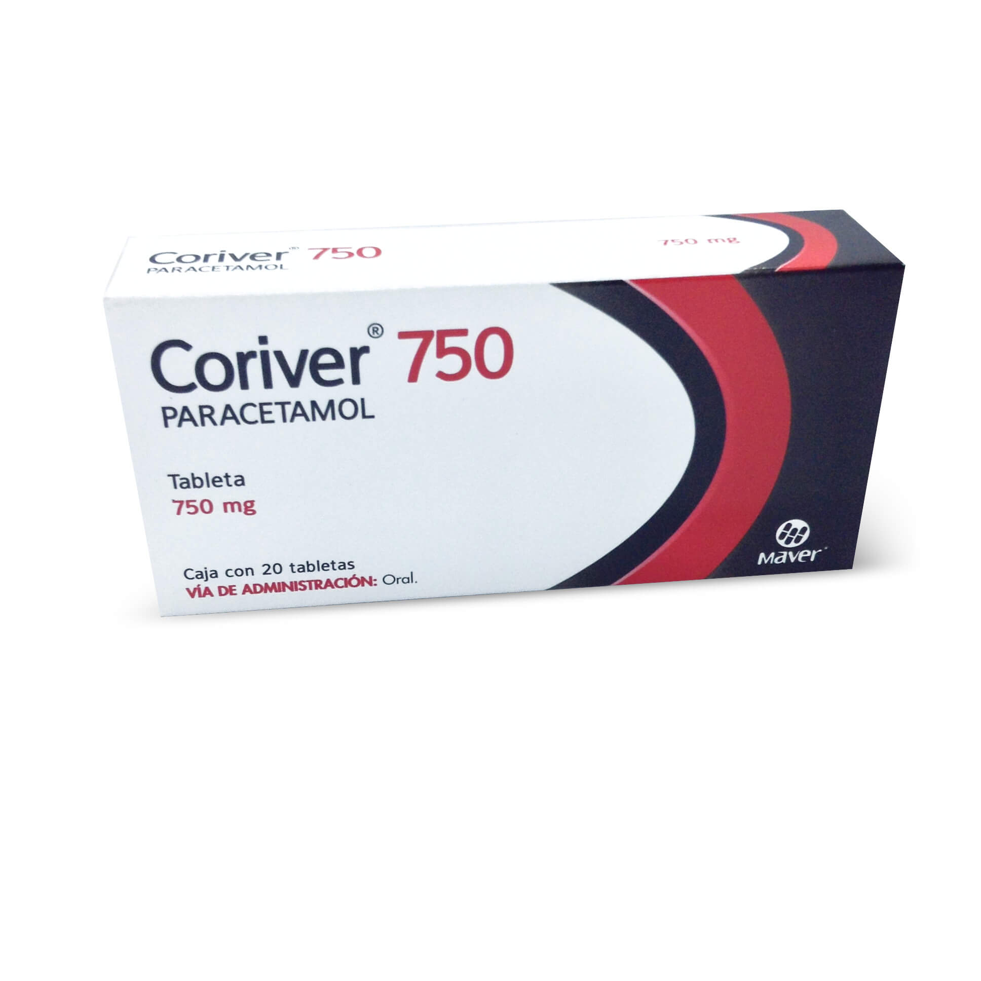 Coriver 750 mg 20 tabletas  - - Paracetamol
