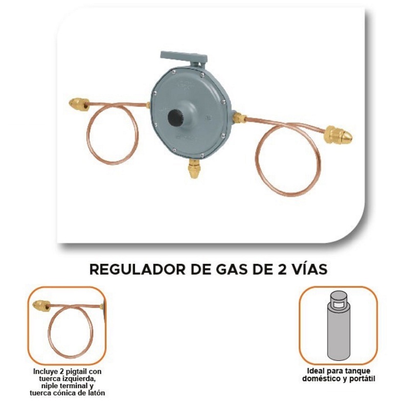 Regulador de gas de 2 vías para Tanque Doméstico y Portátil RG-200 FOSET 