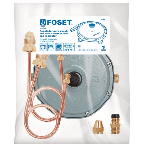 Regulador de gas de 2 vías para Tanque Doméstico y Portátil RG-200 FOSET 