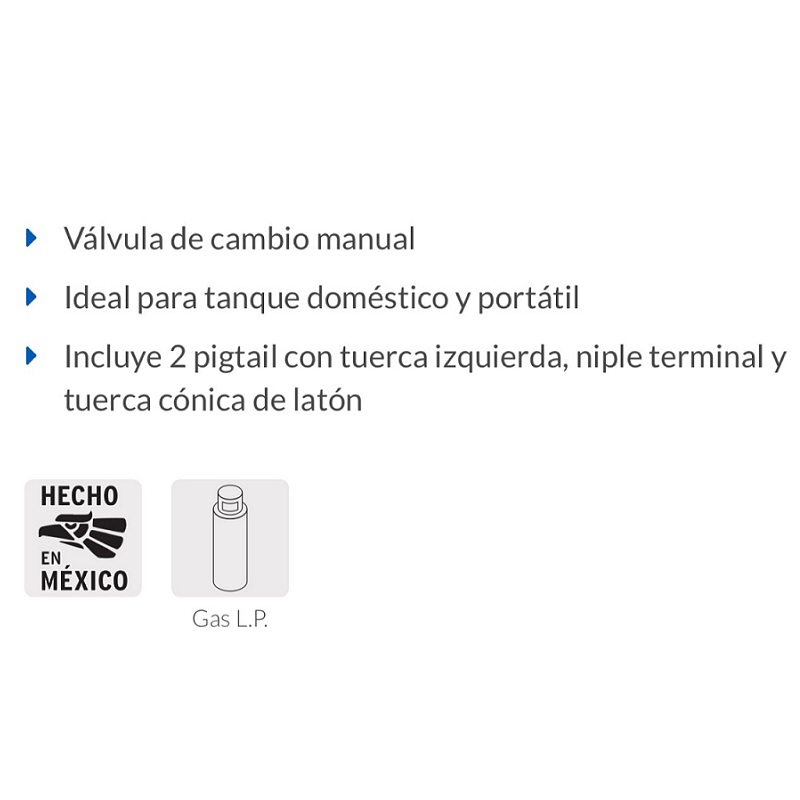 Regulador de gas de 2 vías para Tanque Doméstico y Portátil RG-200 FOSET 