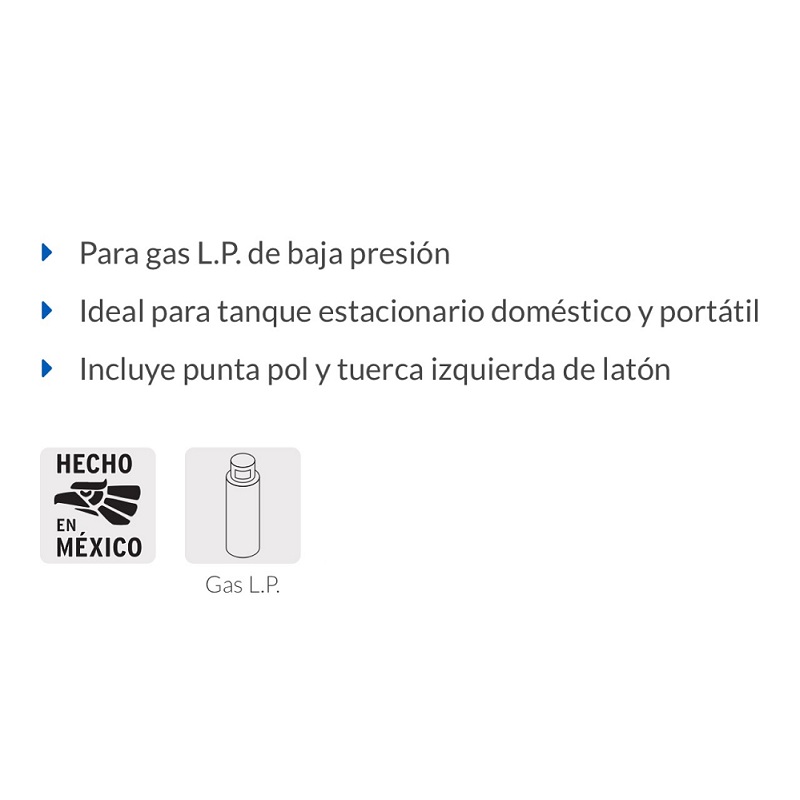 Regulador de Gas de 1 vía Para gas L.P. de baja presión RG-100 foset 