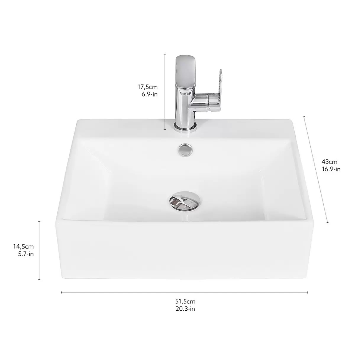 Lavabo Rectangular Lazza con Grifo Moorefield BF2103M CST