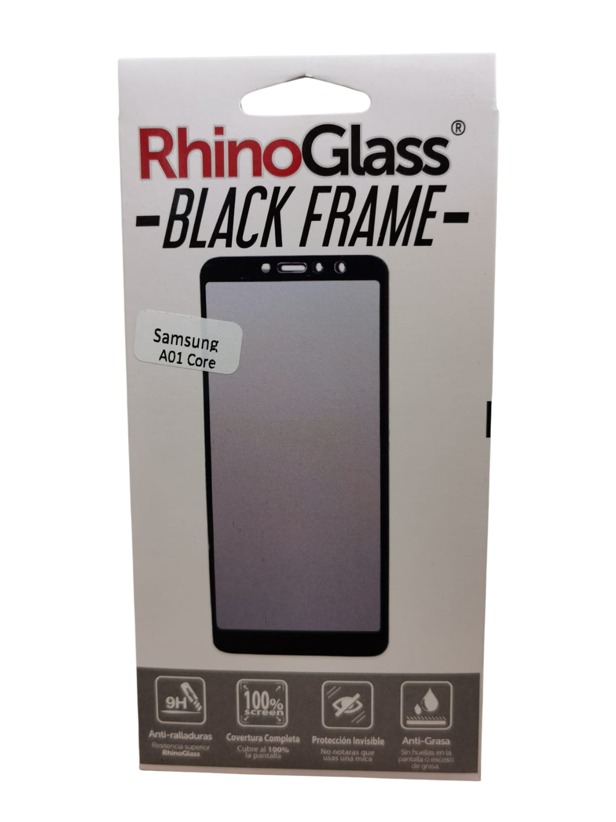 Mica Completa Cristal Templado Samsung A01 core Marco Negro 9d 