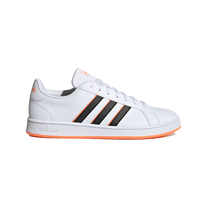 Tenis Adidas Grand Court Base Blanco Negro Naranja de Caballero
