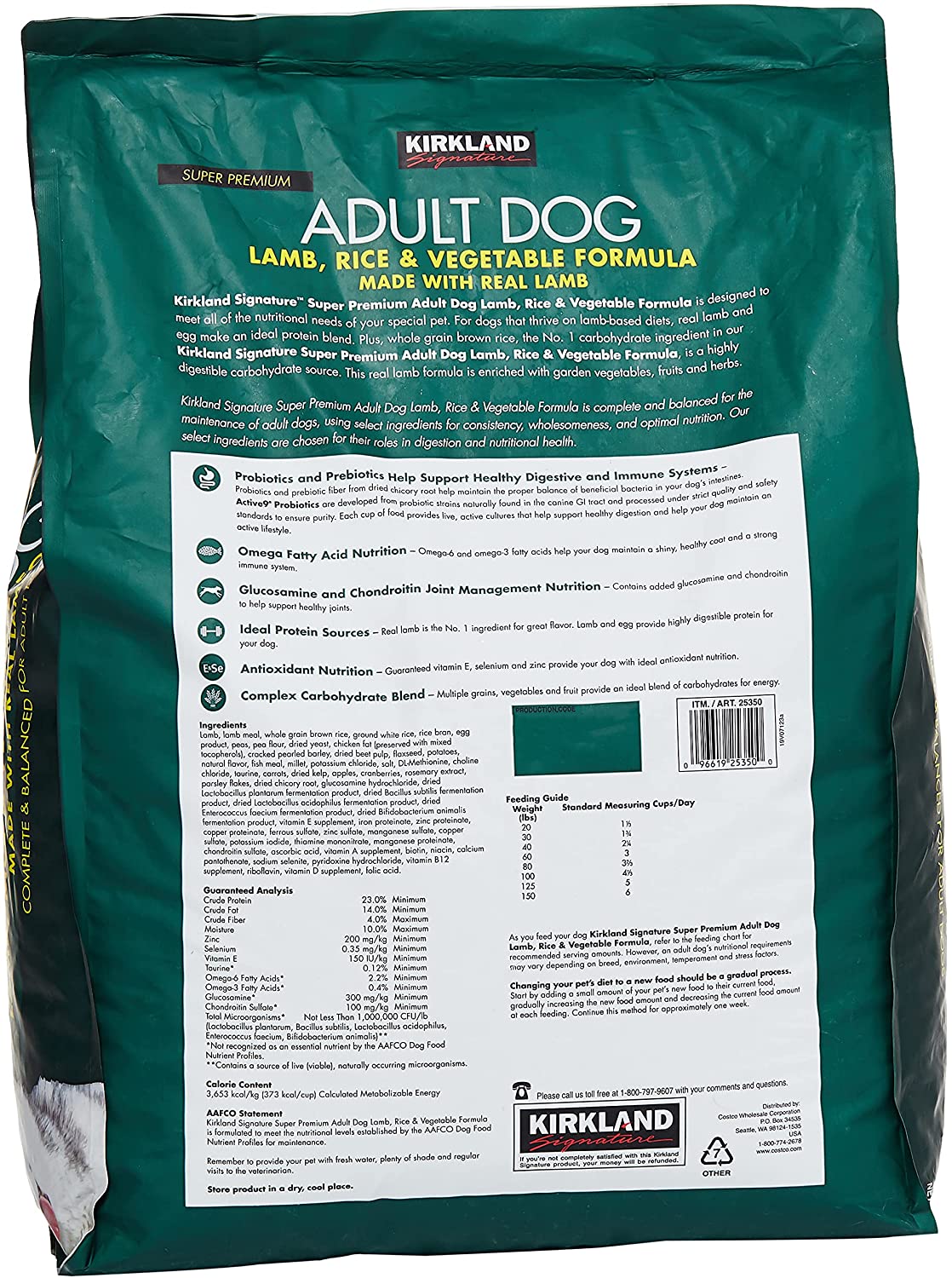 Alimento para perro cordero, arroz y verduras KIRKLAND 18 kg