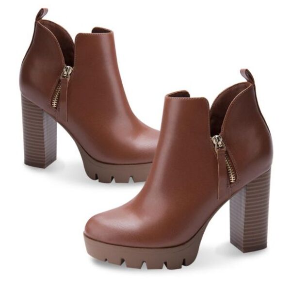 Botines para mujer, color café, marca Sao Paulo, plataforma con tacón, 997777