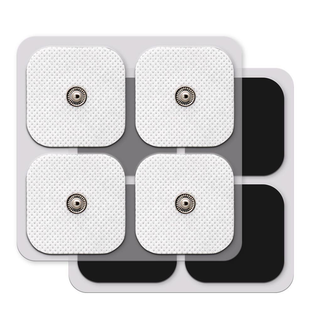 8 Electrodos Parches Pads Almohadillas Cuadrados 5x5 Botón Broche 3.5mm SensaMed Compatible Hivox Beurer SOQI Electro Reflex VAK