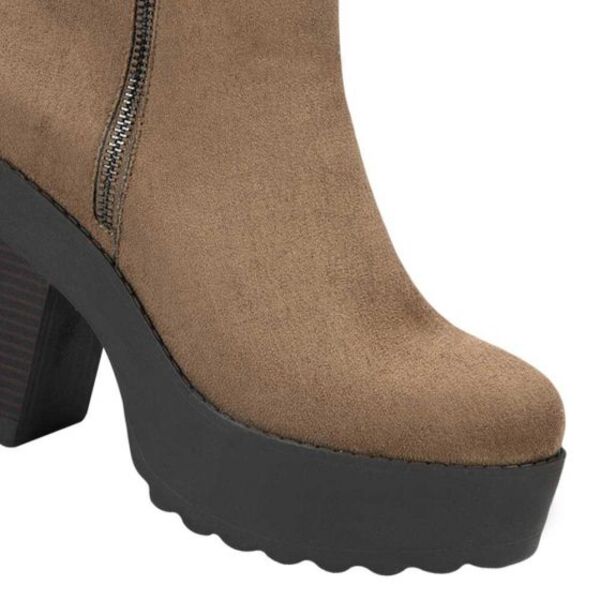 Bota para mujer marca Tierra Bendita, casual, con plataforma con tacón, color café 997783