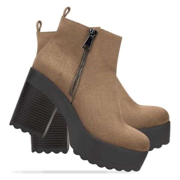 Bota para mujer marca Tierra Bendita, casual, con plataforma con tacón, color café 997783