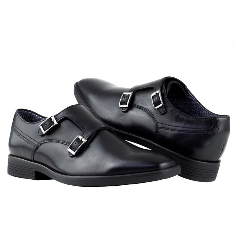 ZAPATOS PARA CABALLERO FLEXI CON DOBLE HEBILLA 405804 NEGRO