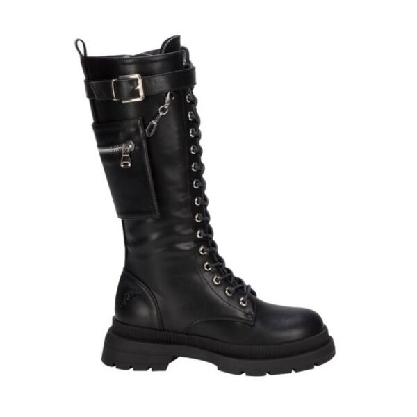 Botas para mujer estilo militar, marca Goodyear, alta con tacón bajo, color negro, 997785