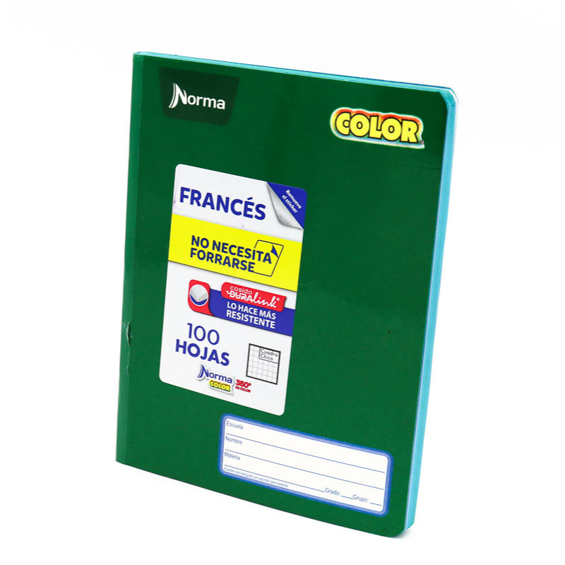 Libreta Norma Cosido Tamaño Frances 100h Raya Pasta Color Kit 7 pzas