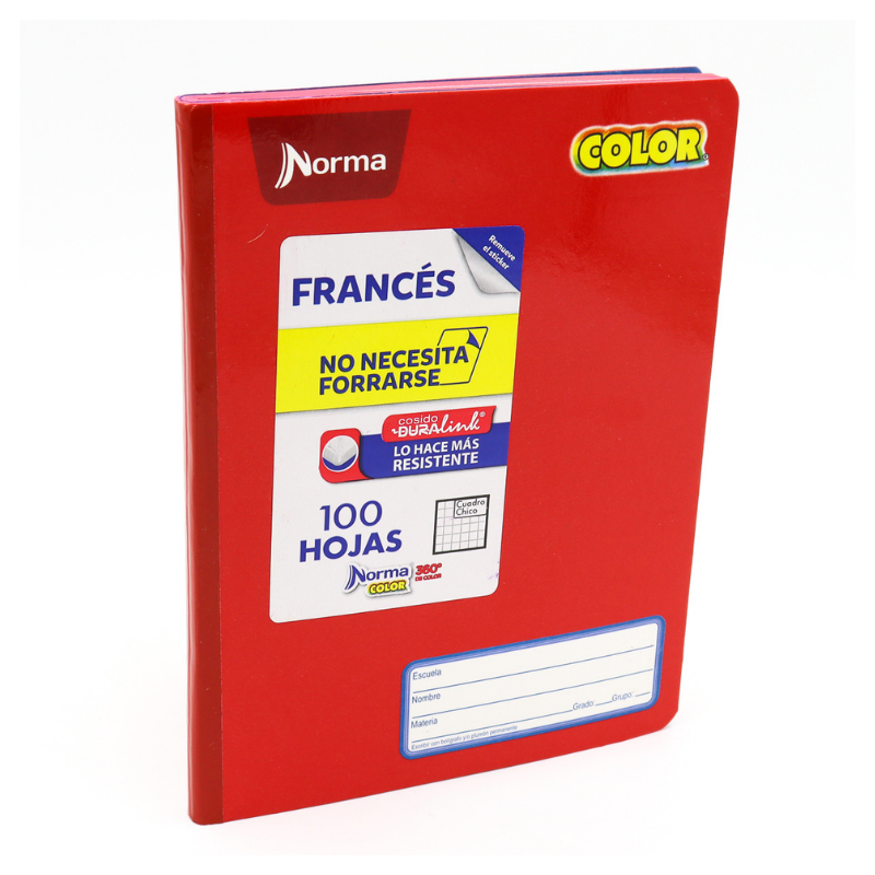 Libreta Norma Cosido Tamaño Frances 100h Raya Pasta Color Kit 7 pzas